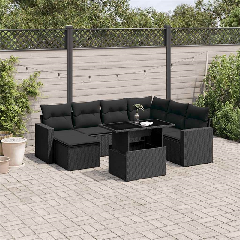 vidaXL 8 Piece Large Sofa Set in Black