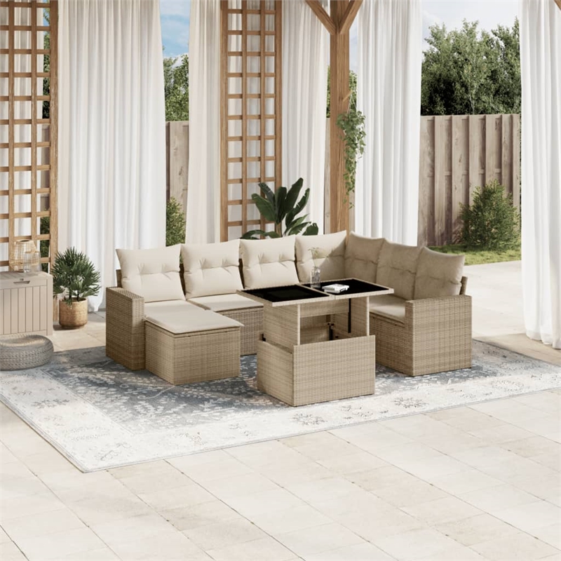 vidaXL 8 Piece Steel Sofa Set in Beige