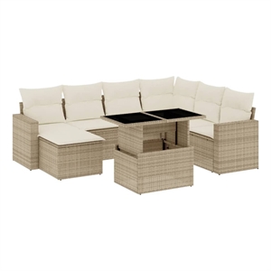 vidaXL 8 Piece Steel Sofa Set in Beige