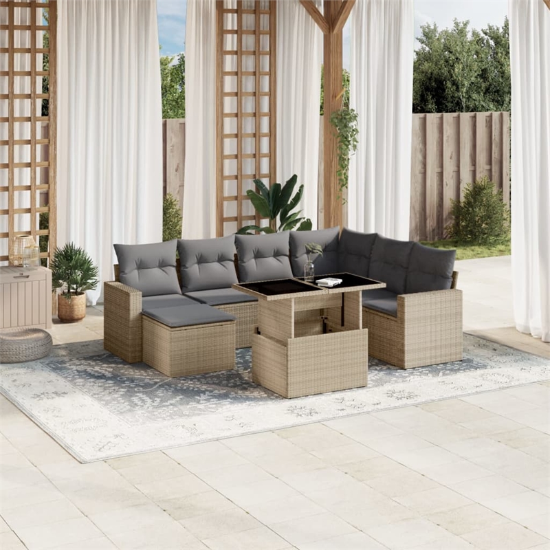 vidaXL 8 Piece Sofa Set in Beige