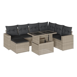 vidaXL 8 Piece Poly Rattan Sofa Set in Gray