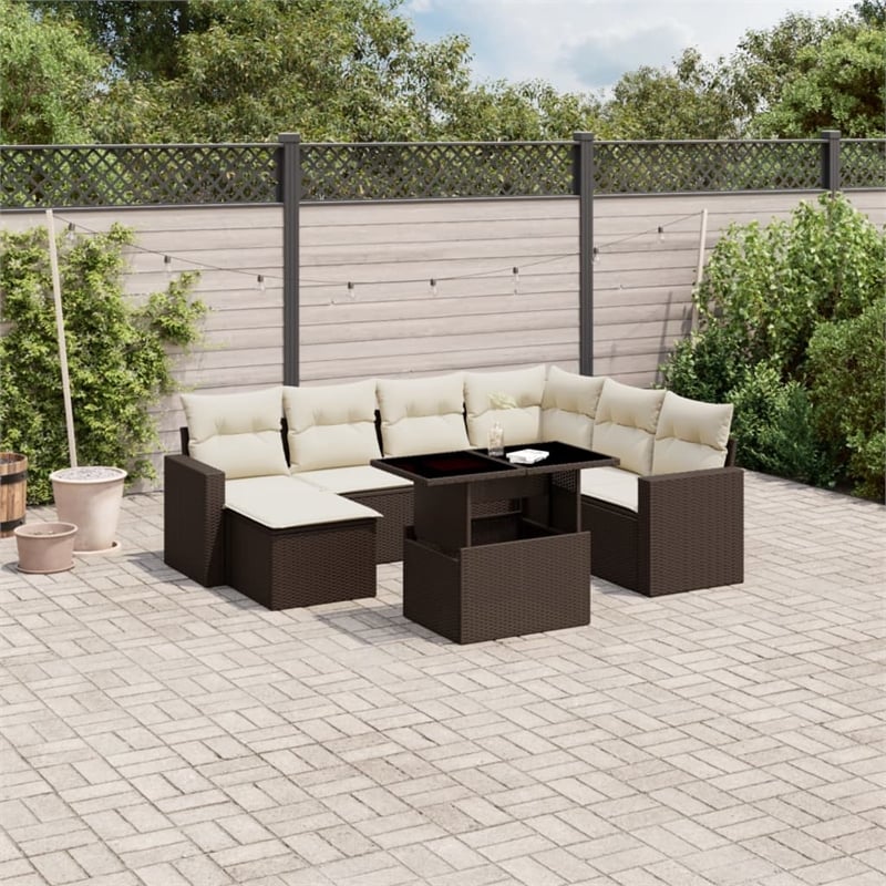 vidaXL 8 Piece Poly Rattan Sofa Set in Brown