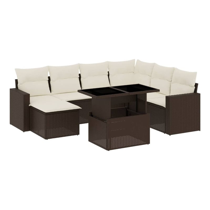 vidaXL 8 Piece Poly Rattan Sofa Set in Brown