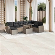 vidaXL 9 Piece Poly Rattan Small Sofa Set in Gray/Anthracite