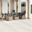 vidaXL 10 Piece Poly Rattan Sofa Set in Gray/Beige