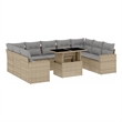 vidaXL 10 Piece Poly Rattan Sofa Set in Gray/Beige