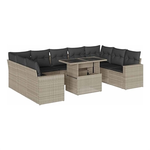 vidaXL 10 Piece Steel Large Sofa Set in Gray