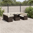 vidaXL 10 Piece Poly Rattan Sofa Set in White/Brown/Cream