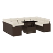 vidaXL 10 Piece Poly Rattan Sofa Set in White/Brown/Cream