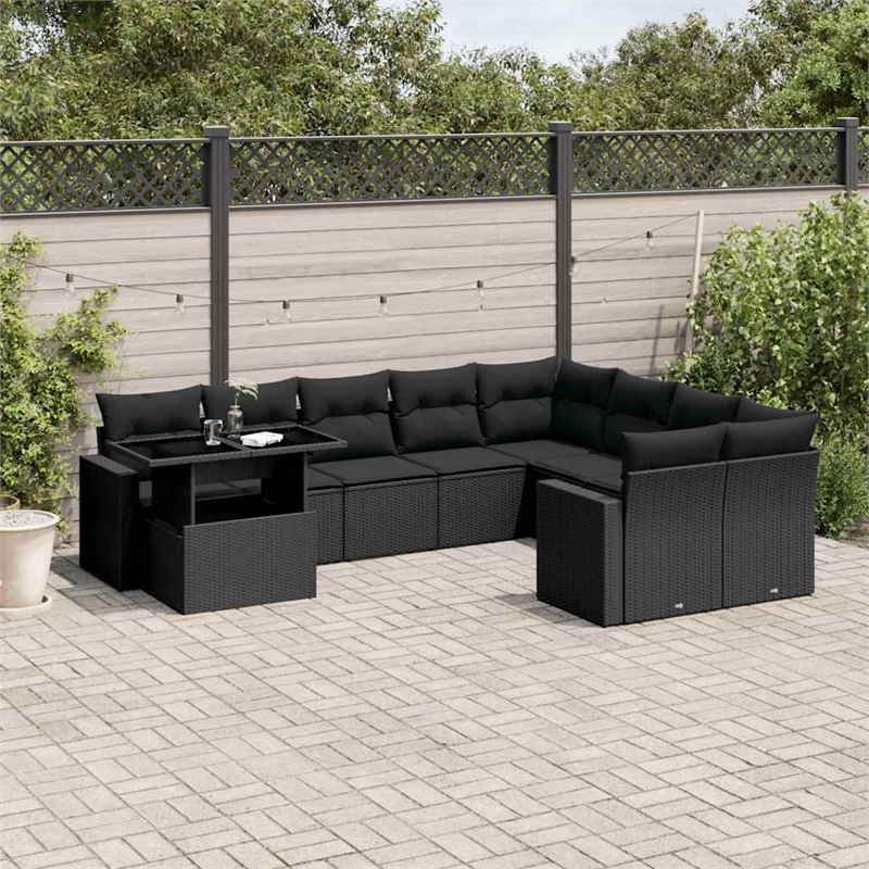vidaXL 10 Piece Sofa Set in Black
