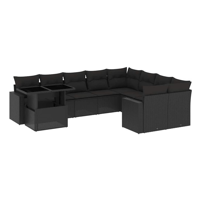 vidaXL 10 Piece Sofa Set in Black