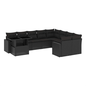 vidaXL 10 Piece Sofa Set in Black
