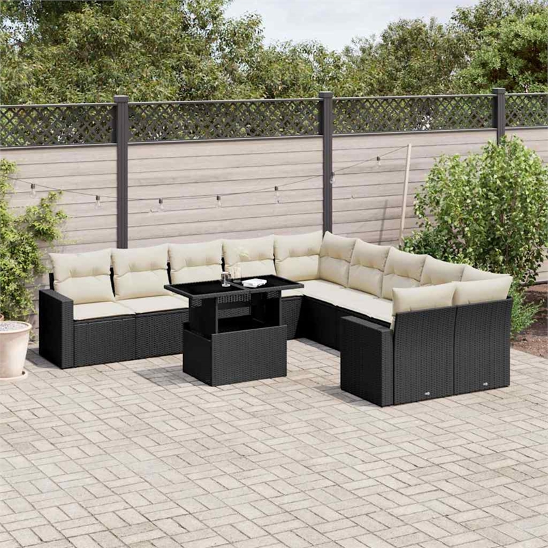 vidaXL Steel Large Sofa Set in Black/White/Cream