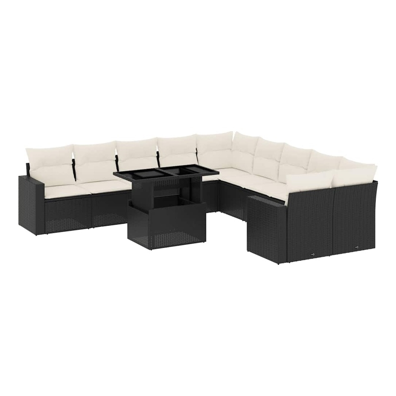 vidaXL Steel Large Sofa Set in Black/White/Cream