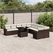 vidaXL 11 Piece Poly Rattan Large Sofa Set in White/Brown/Cream