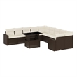 vidaXL 11 Piece Poly Rattan Large Sofa Set in White/Brown/Cream