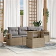 vidaXL 5 Piece Poly Rattan Sofa Set in Gray/Beige