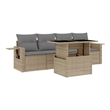 vidaXL 5 Piece Poly Rattan Sofa Set in Gray/Beige