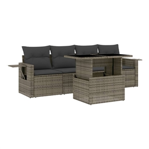 vidaXL 5 Piece Poly Rattan Sofa Set in Gray