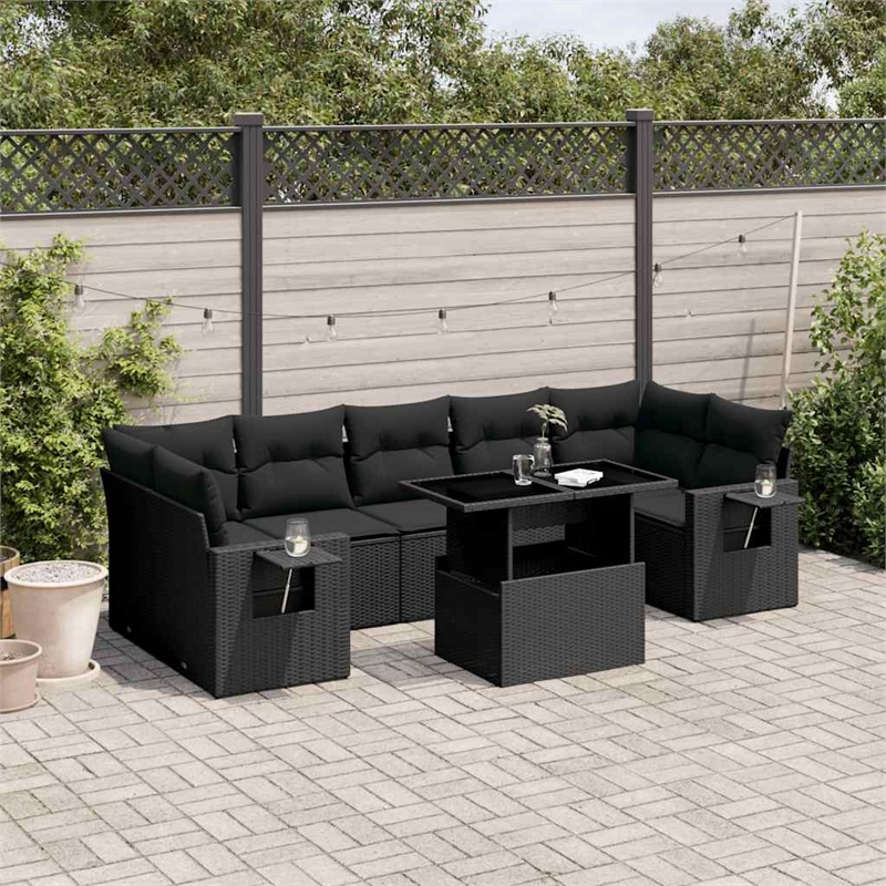 vidaXL 8 Piece Poly Rattan Sofa Set in Black