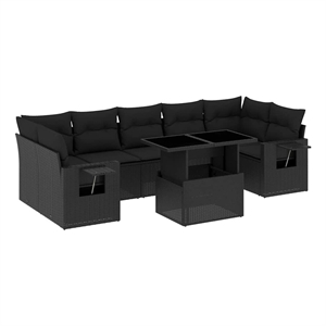 vidaXL 8 Piece Poly Rattan Sofa Set in Black