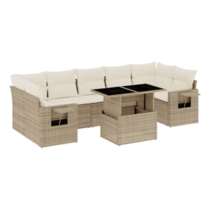 vidaXL 8 Piece Poly Rattan Sofa Set in Beige