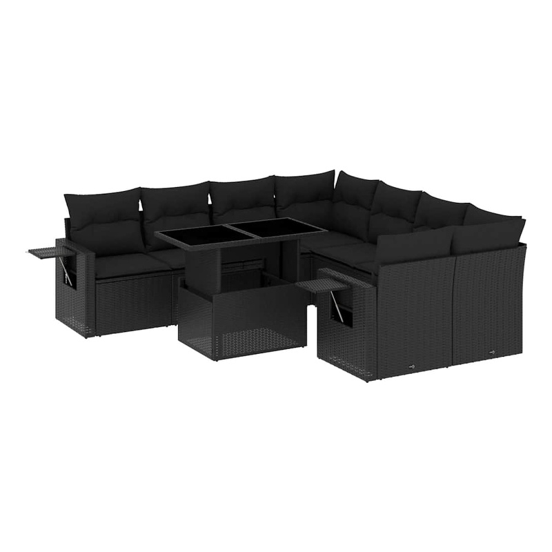 vidaXL 9 Piece Steel Sofa Set in Black