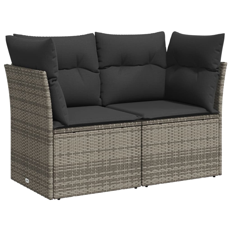 vidaXL 9 Piece Poly Rattan Sofa Set in Gray