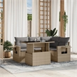 vidaXL Poly Rattan Sofa Set in Beige