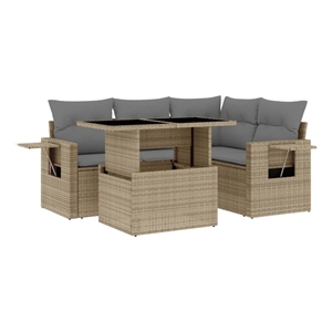 vidaXL Poly Rattan Sofa Set in Beige