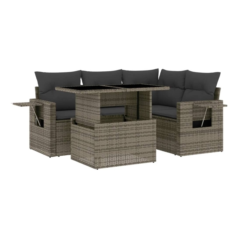vidaXL Poly Rattan Sofa Set in Gray