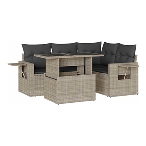 vidaXL 5 Piece Poly Rattan Sofa Set in Gray