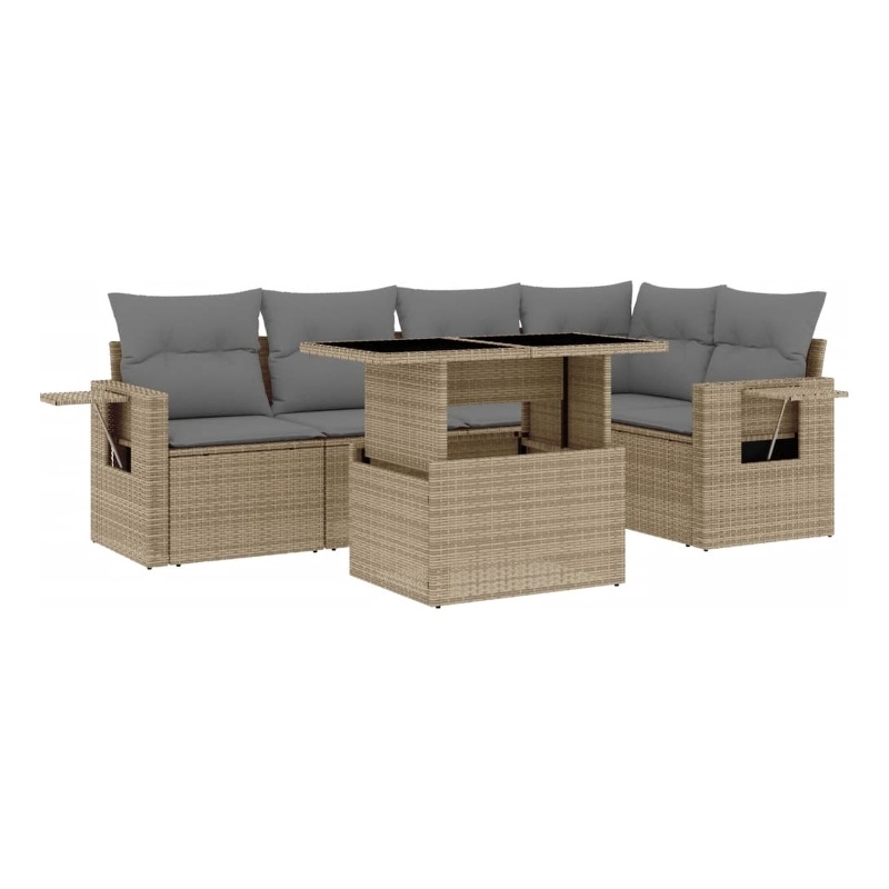 vidaXL 6 Piece Steel Sofa Set in Gray/Beige