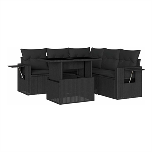 vidaXL 6 Piece Poly Rattan Small Furniture Set in Black