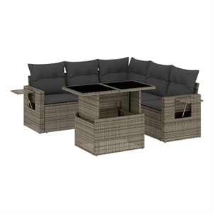 vidaXL 6 Piece Poly Rattan Sofa Set in Gray