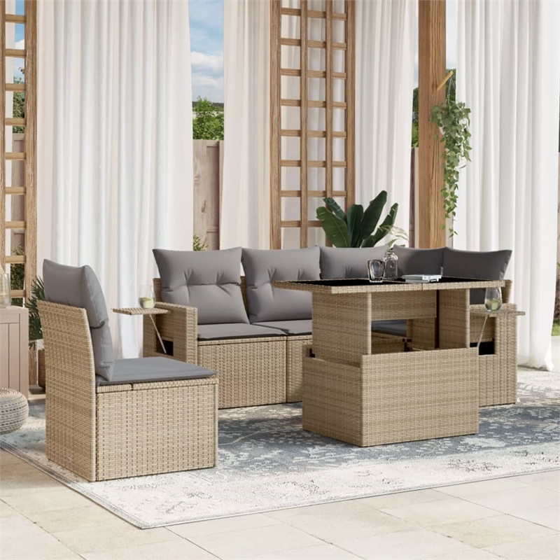 vidaXL 6 Piece Sofa Set in Gray/Beige