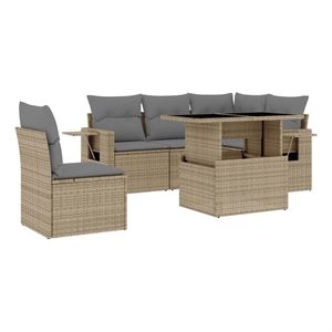 vidaXL 6 Piece Sofa Set in Gray/Beige