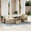 vidaXL 7 Piece Poly Rattan Sofa Set in Beige