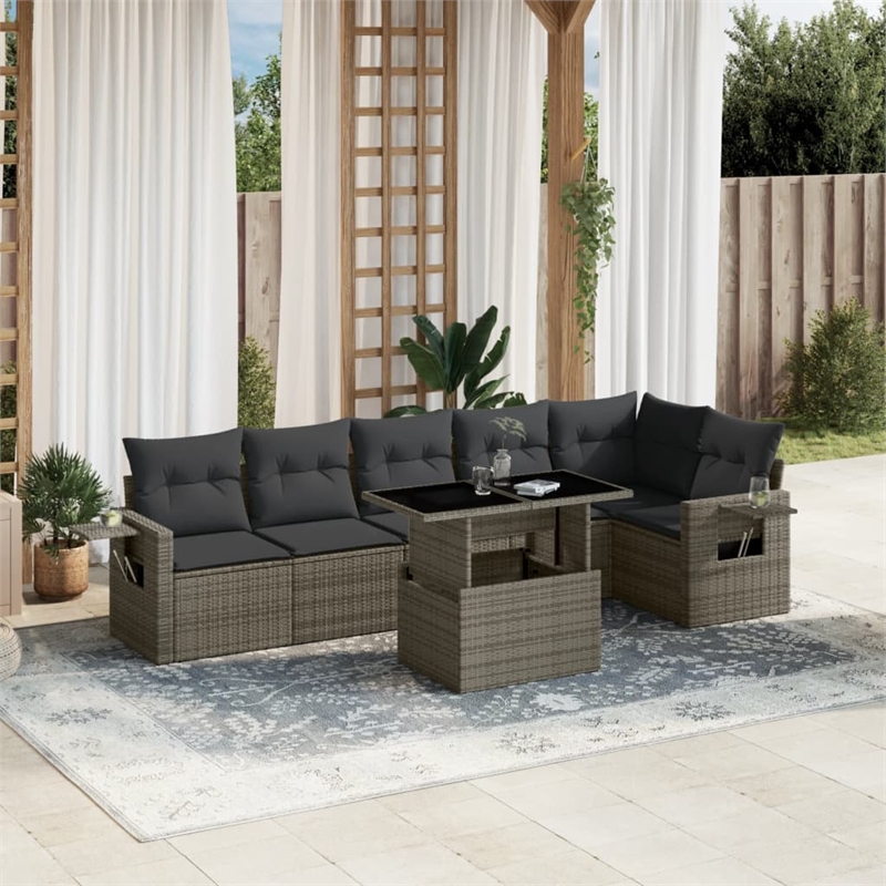 vidaXL 7 Piece Steel Sofa Set in Gray