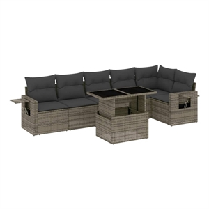 vidaXL 7 Piece Steel Sofa Set in Gray