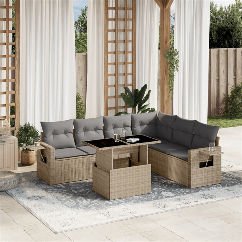 vidaXL 7 Piece Sofa Set in Gray/Beige