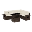 vidaXL 7 Piece Poly Rattan Large Sofa Set in Brown