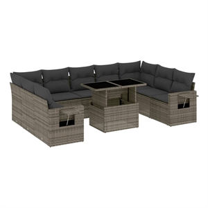 vidaXL 10 Piece Poly Rattan Sofa Set in Gray