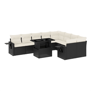 vidaXL 10 Piece Poly Rattan Sofa Set in Black
