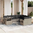 vidaXL 10 Piece Poly Rattan Sofa Set in Gray/Anthracite