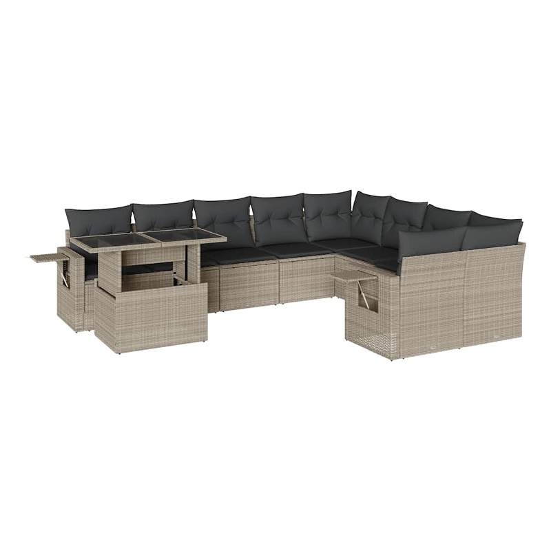 vidaXL 10 Piece Poly Rattan Sofa Set in Gray/Anthracite