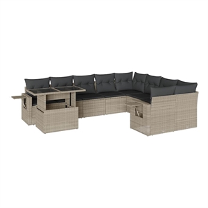 vidaXL 10 Piece Poly Rattan Sofa Set in Gray/Anthracite
