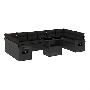 vidaXL 11 Piece Poly Rattan Sofa Set in Black