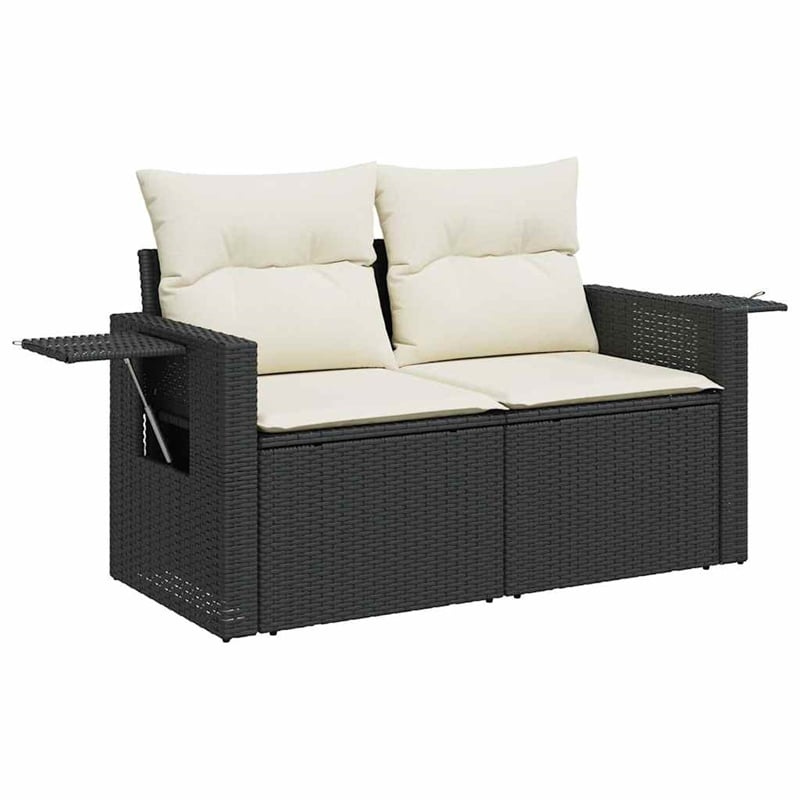 vidaXL 11 Piece Poly Rattan Sofa Set in Black/Cream