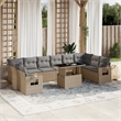 vidaXL 11 Piece Poly Rattan Sofa Set in Beige